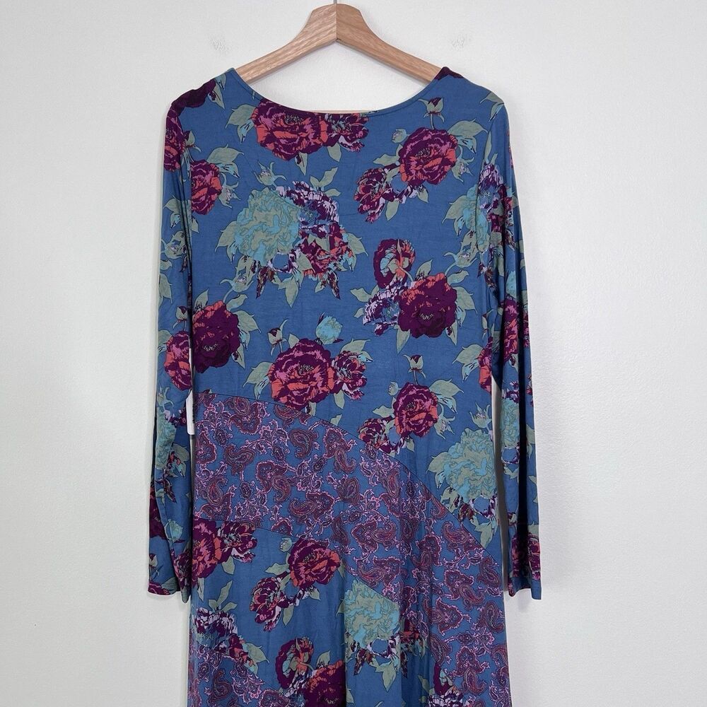 Soft Surroundings Ismerelda Floral Maxi Dress Blue Pink Jersey Long Sleeve M NEW - Picture 8 of 10